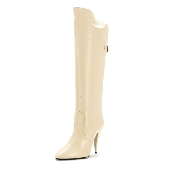 Saint Laurent Women's Koller Over the Knee Boots Leather Neutral - Picture 1 of 5